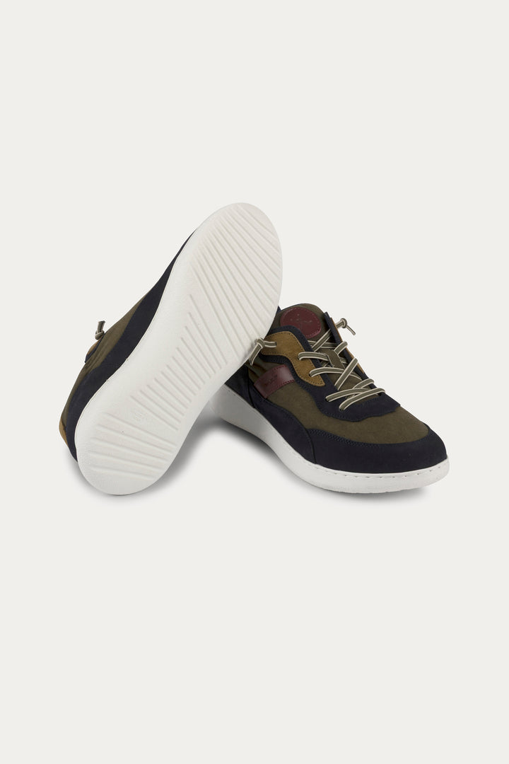 Notting Leather Trainers in Dark Green/Navy
