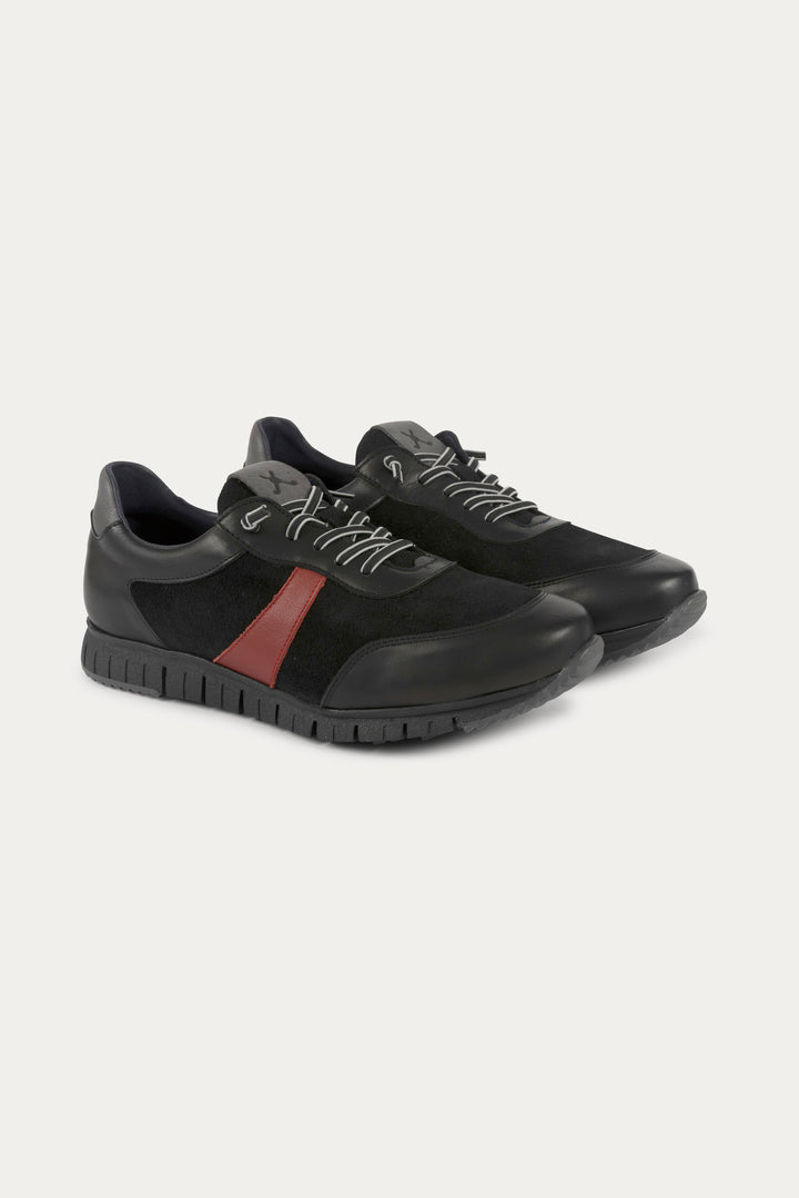 Kilburn Leather Trainers in Black/Red