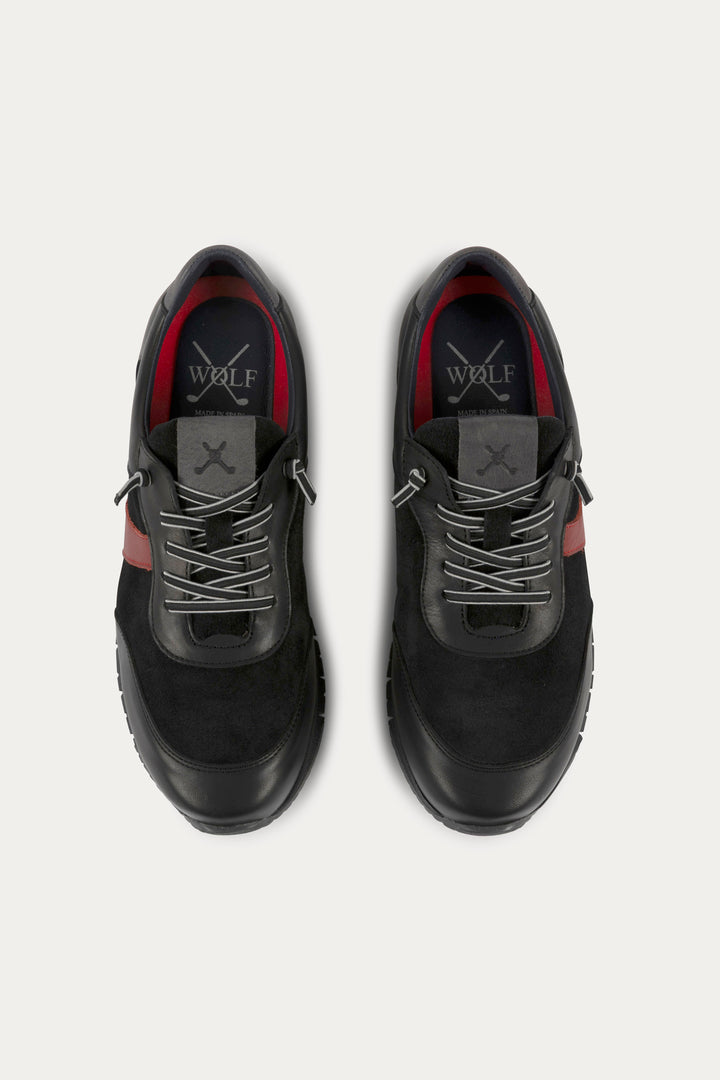 Kilburn Leather Trainers in Black/Red