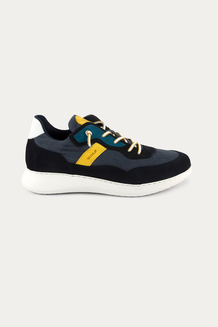 Notting Leather Trainers in Blue/Yellow