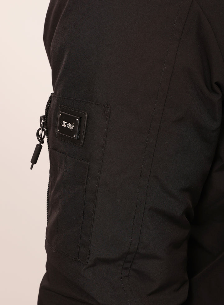 Reversible Regular Fit Bomber Jacket in Black