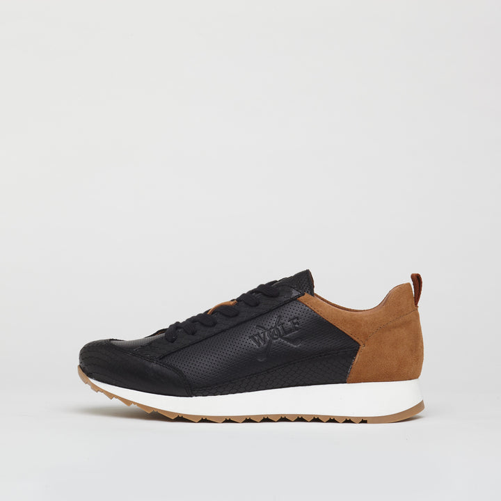 King’s Cross Leather Trainers in Black/Tan